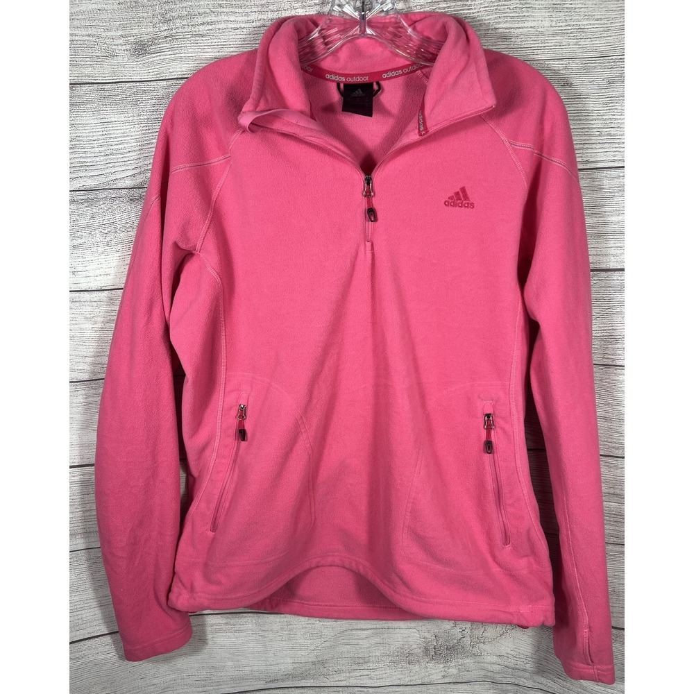 Adidas Women's Quarter-Zip Fleece Outdoor Long Sleeve Pink Sweatshirt Size XL